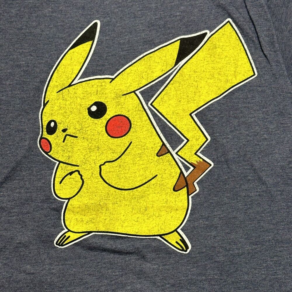 Pokemon Men's Medium Pikachu Short Sleeve Navy Blue Crewneck Graphic T Shirt - Picture 3 of 14